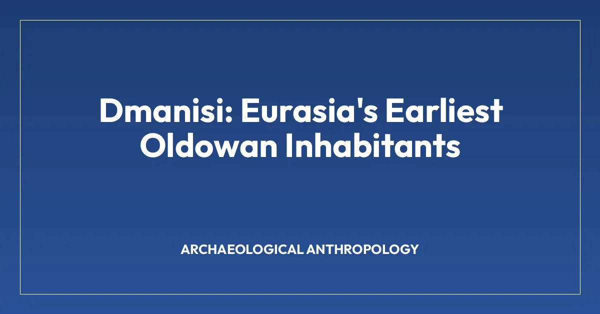 Dmanisi: Eurasia’s Earliest Oldowan Inhabitants