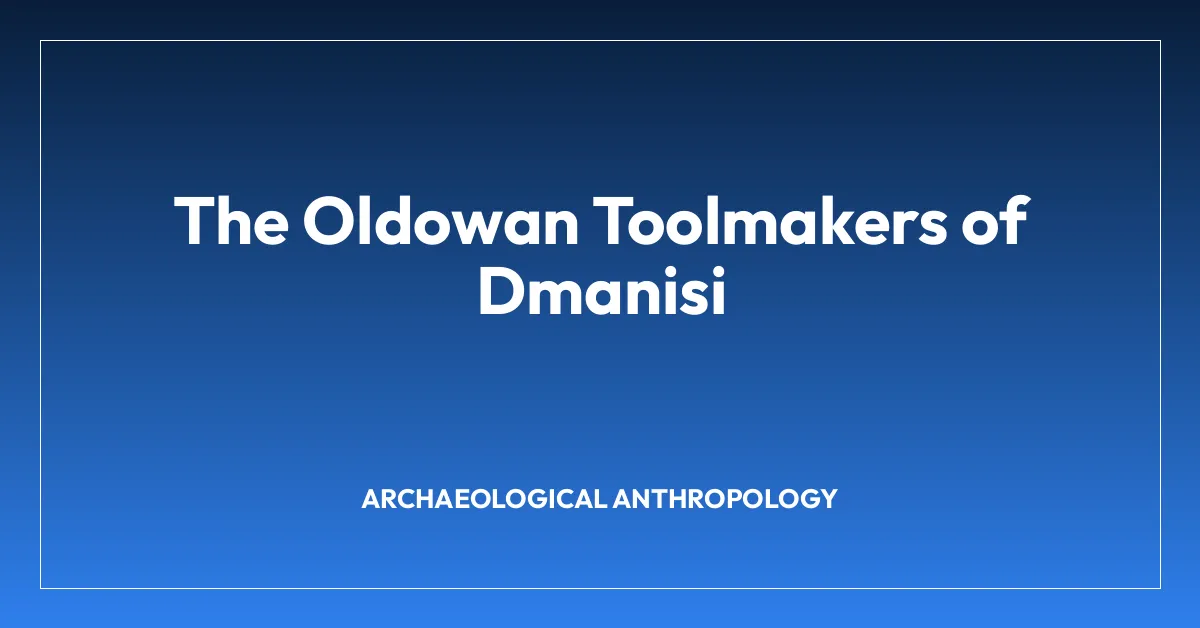 The Oldowan Toolmakers of Dmanisi